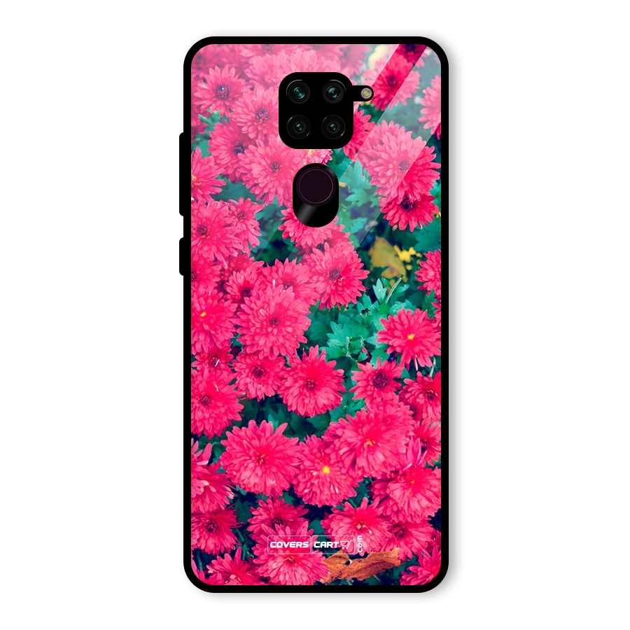 Pink Flowers Glass Back Case for Redmi Note 9