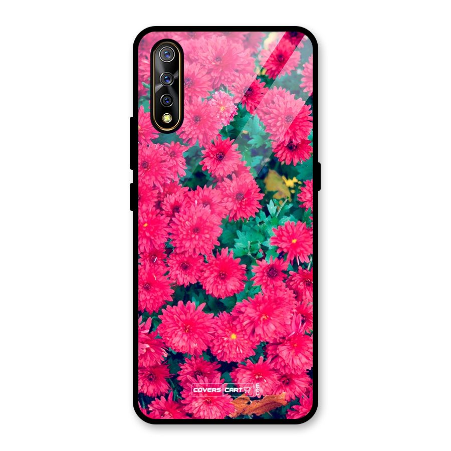 Pink Flowers Glass Back Case for Vivo S1