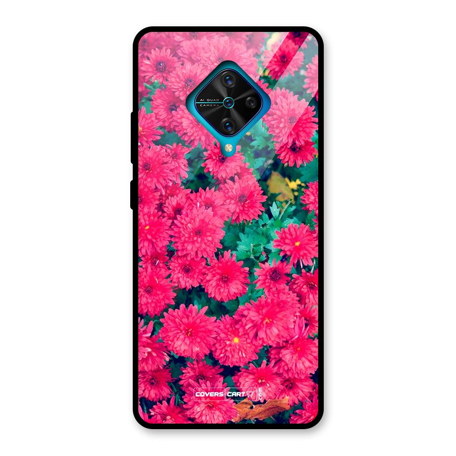 Pink Flowers Glass Back Case for Vivo S1 Pro