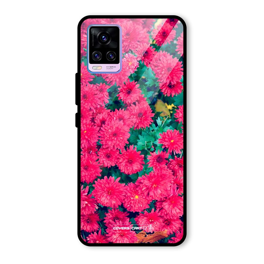 Pink Flowers Glass Back Case for Vivo V20 Pro