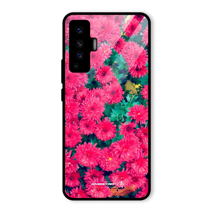 Pink Flowers Glass Back Case for Vivo X50