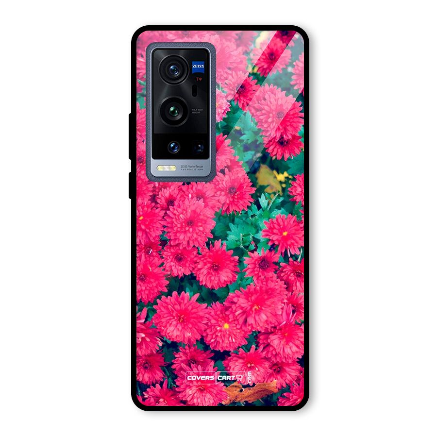 Pink Flowers Glass Back Case for Vivo X60 Pro Plus