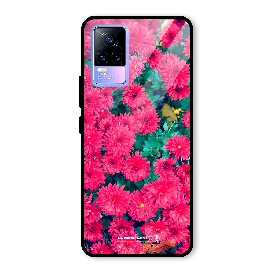 Pink Flowers Glass Back Case for Vivo Y73