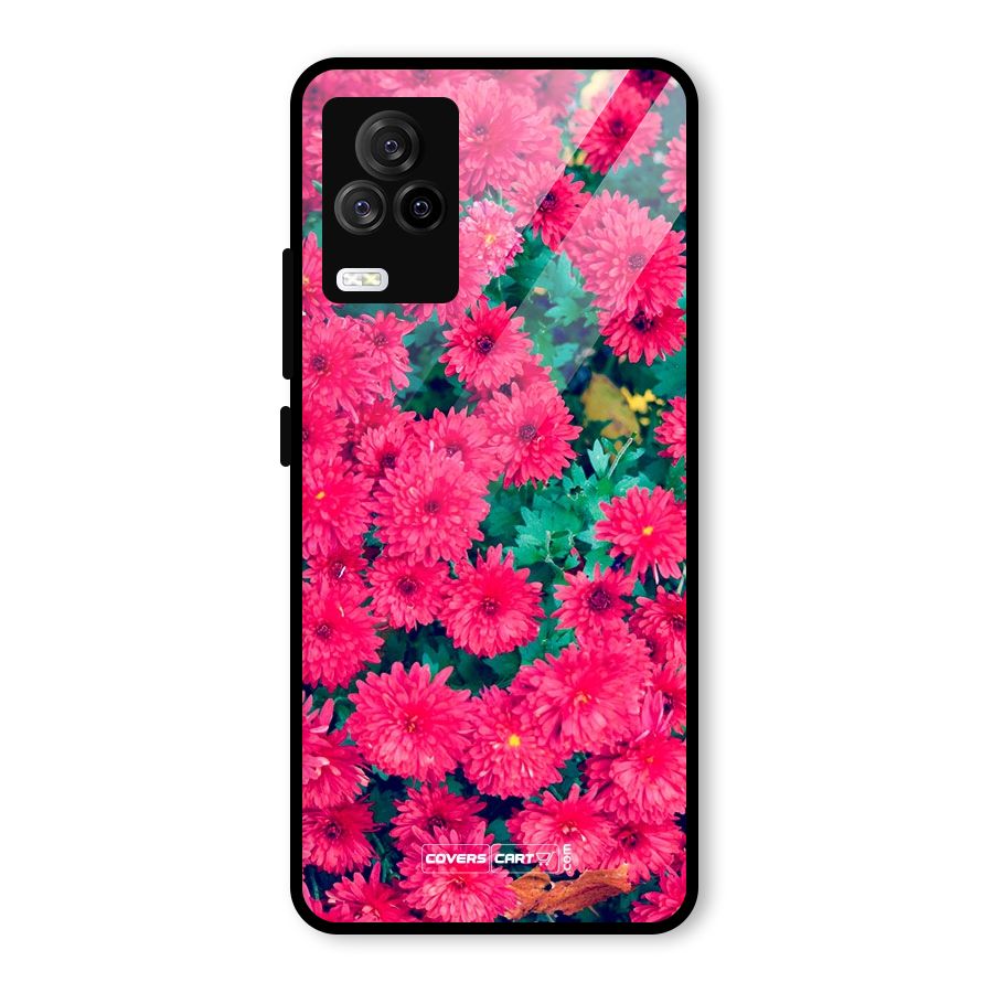 Pink Flowers Glass Back Case for Vivo iQOO 7 Legend 5G