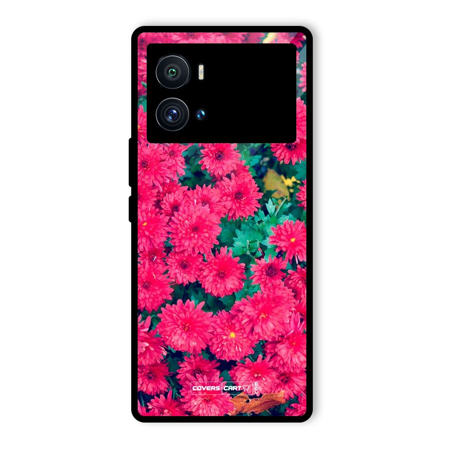Pink Flowers Glass Back Case for Vivo iQOO 9 Pro