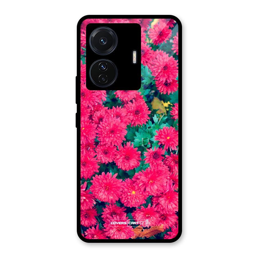 Pink Flowers Glass Back Case for Vivo iQOO Z6 Pro