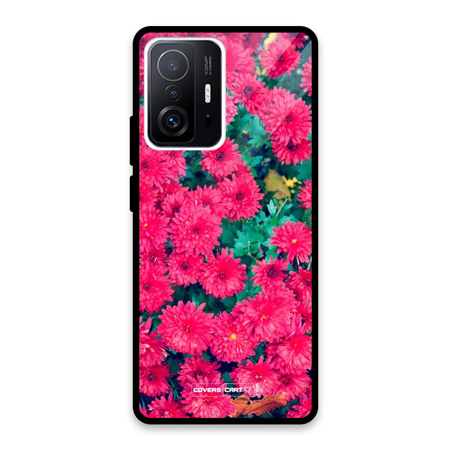 Pink Flowers Glass Back Case for Xiaomi 11T Pro