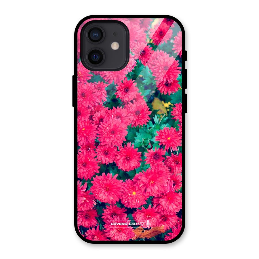 Pink Flowers Glass Back Case for iPhone 12