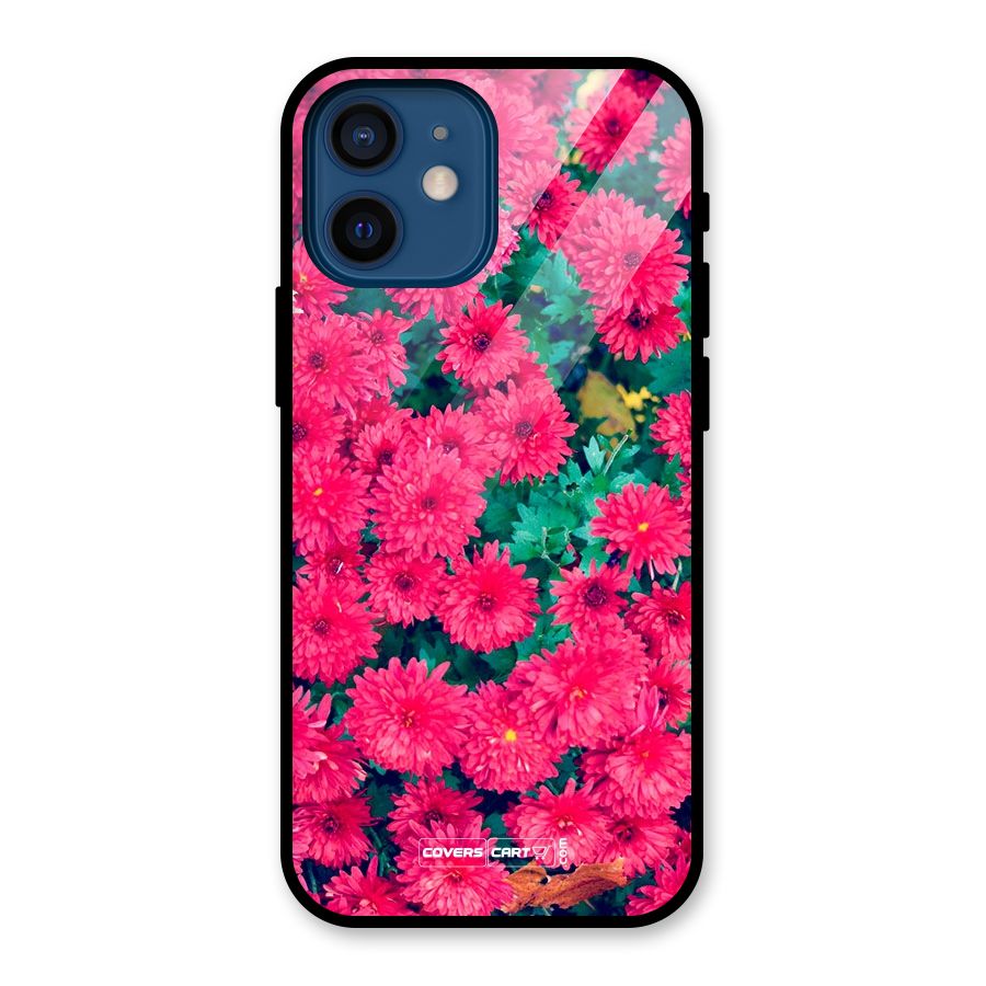 Pink Flowers Glass Back Case for iPhone 12 Mini