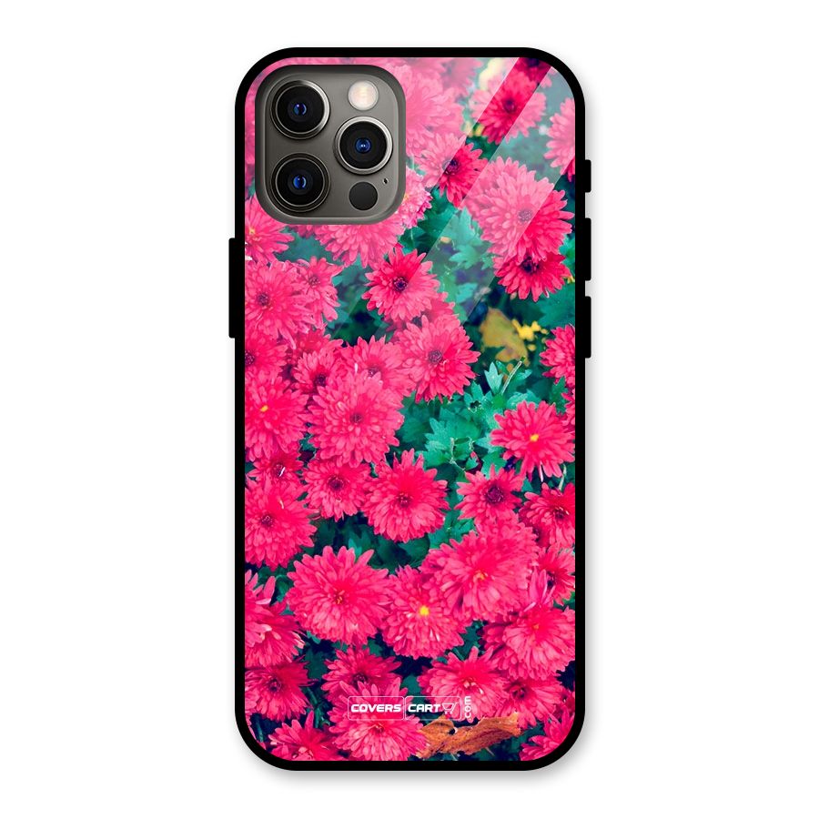 Pink Flowers Glass Back Case for iPhone 12 Pro