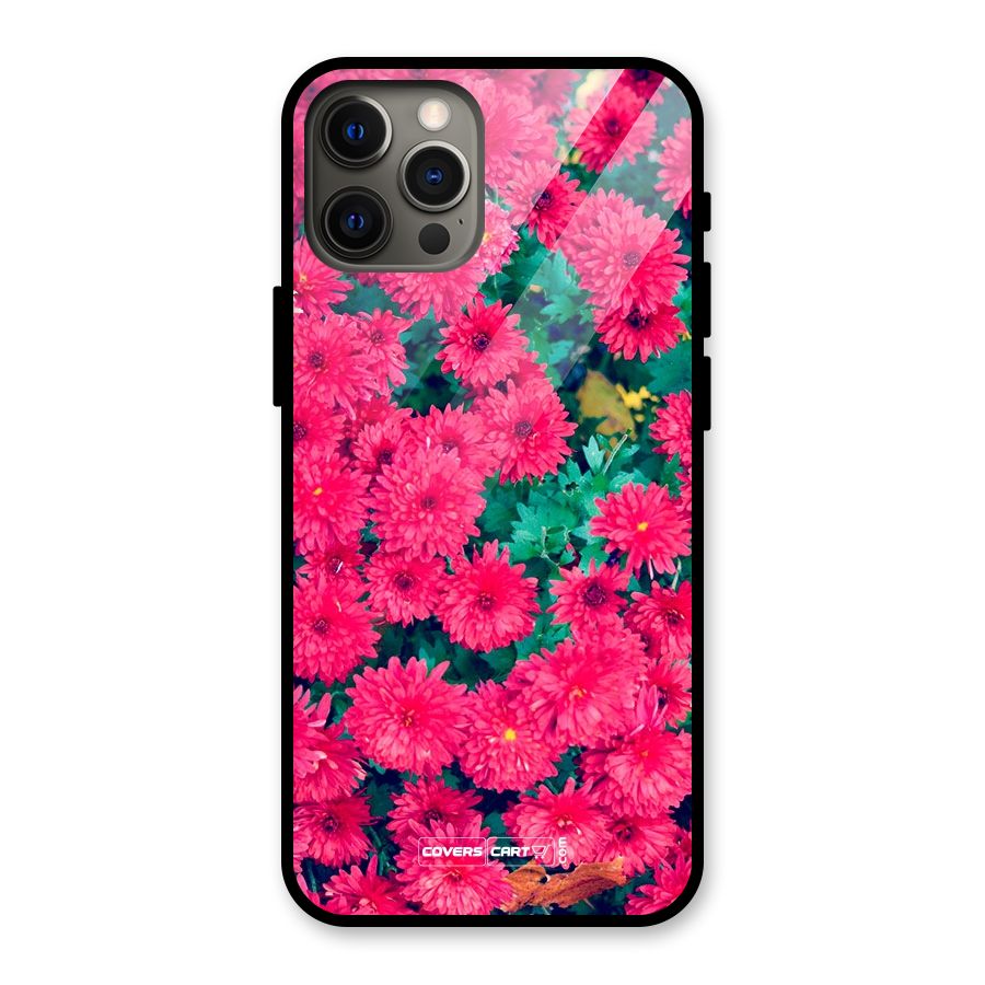 Pink Flowers Glass Back Case for iPhone 12 Pro Max