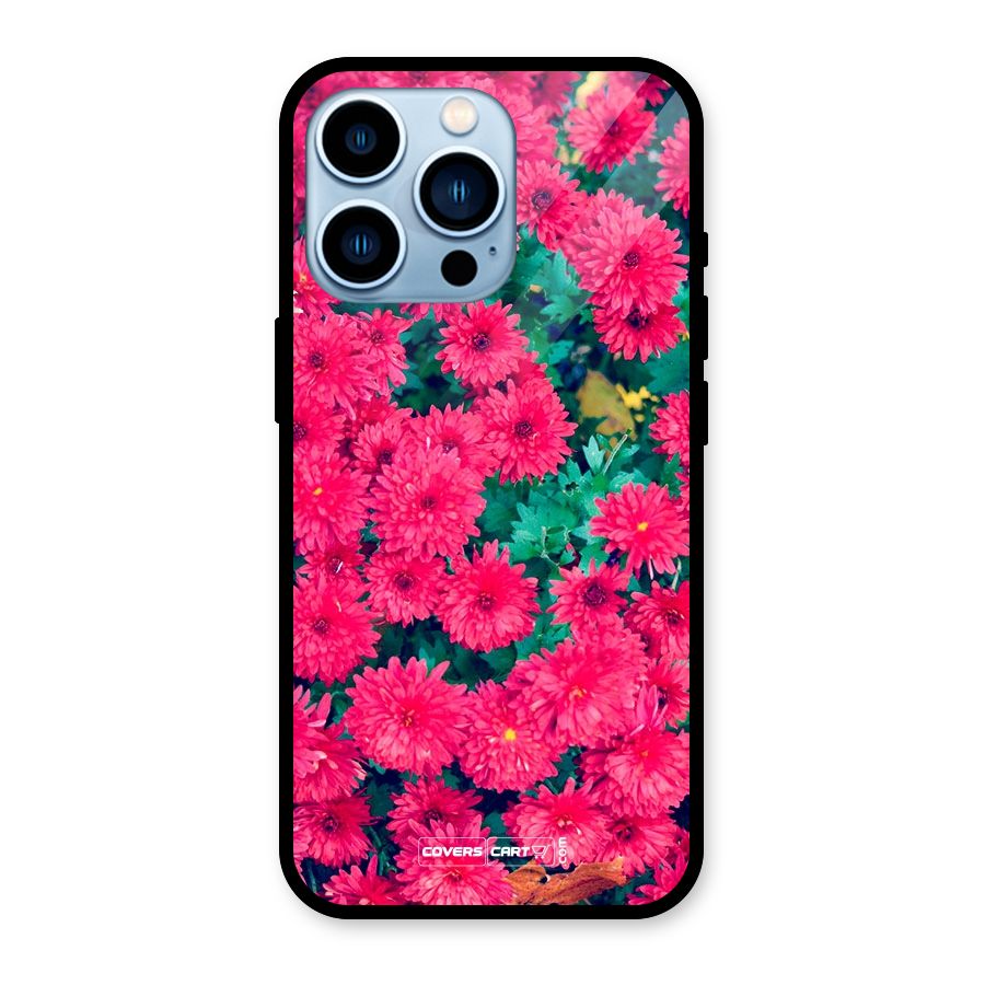 Pink Flowers Glass Back Case for iPhone 13 Pro