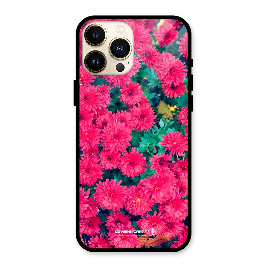 Pink Flowers Glass Back Case for iPhone 13 Pro Max