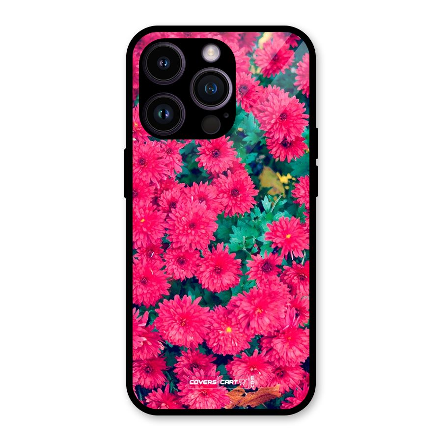 Pink Flowers Glass Back Case for iPhone 14 Pro