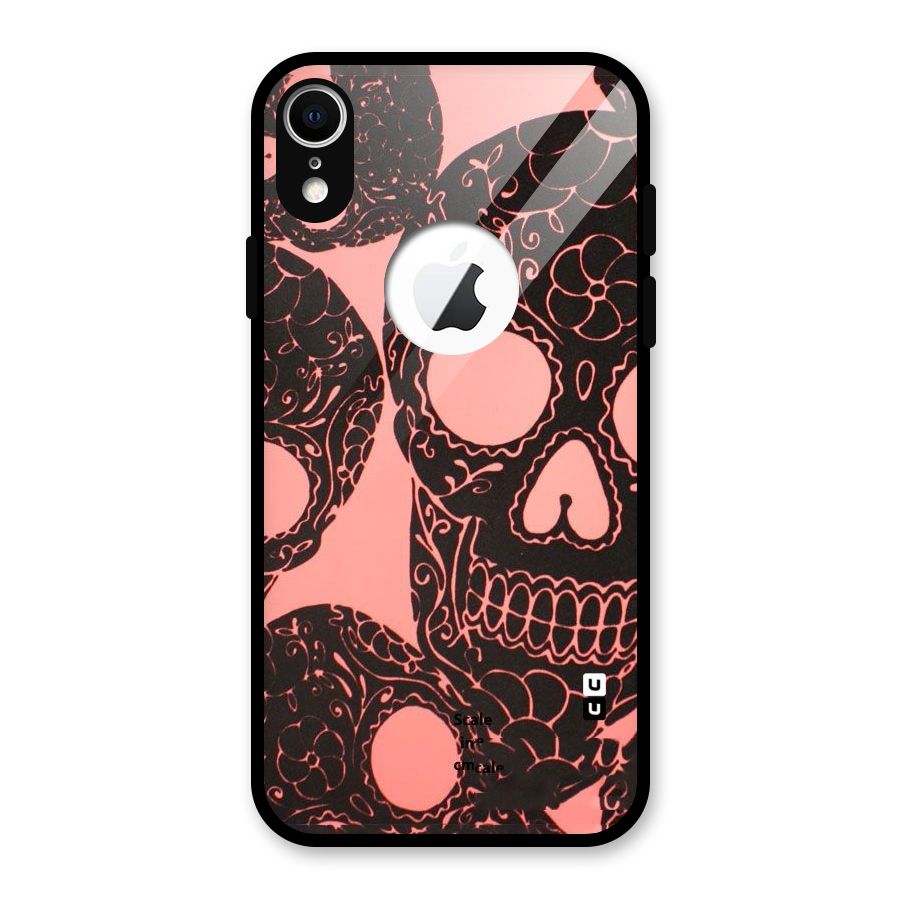 Pink Head Glass Back Case for iPhone XR Logo Cut