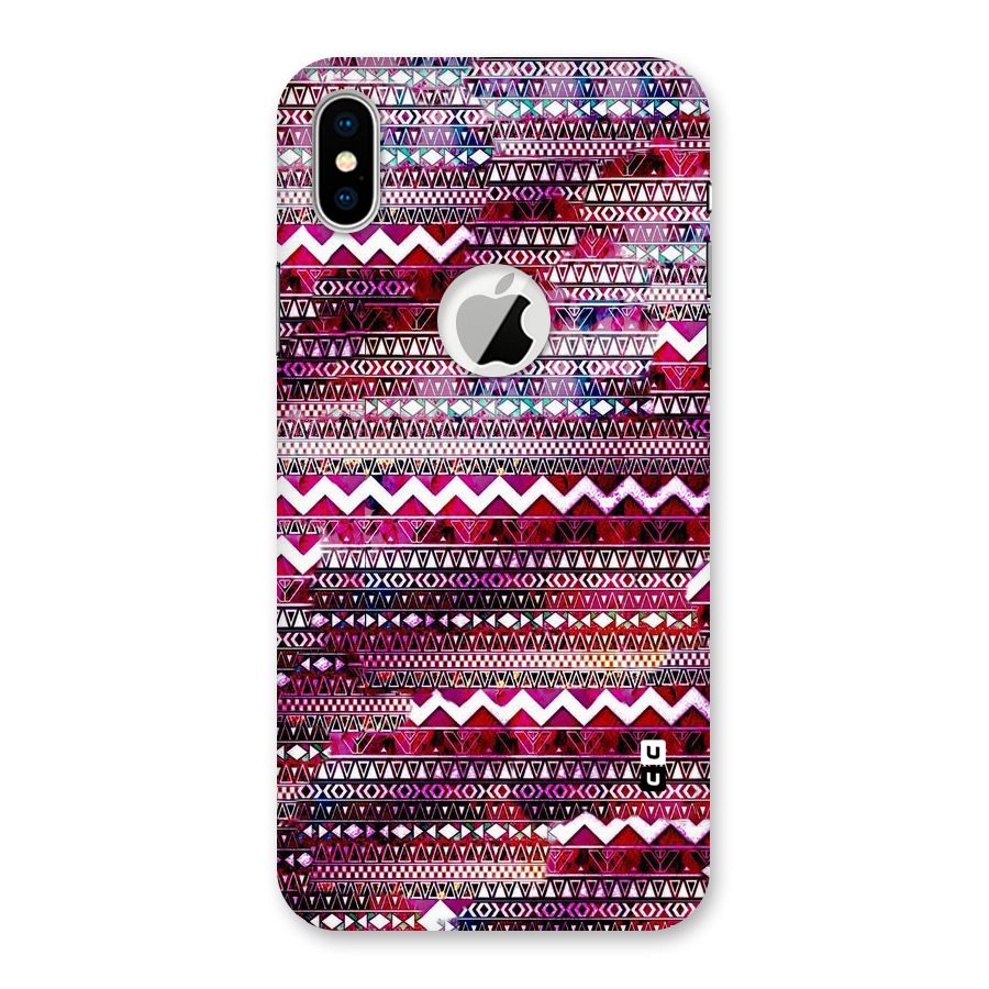 Pink Indie Pattern Back Case for iPhone XS Logo Cut