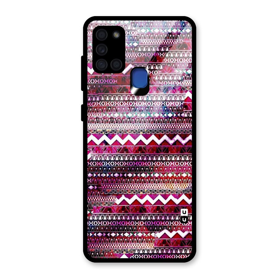 Pink Indie Pattern Glass Back Case for Galaxy A21s