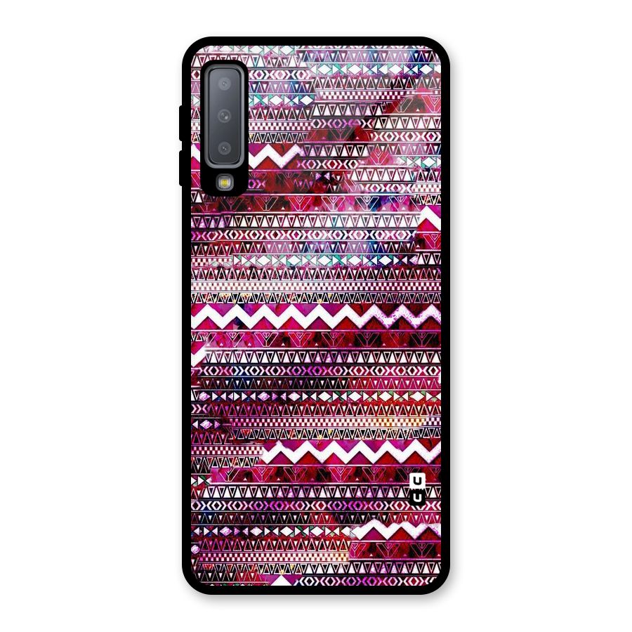 Pink Indie Pattern Glass Back Case for Galaxy A7 (2018)