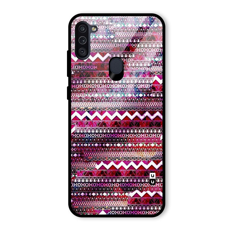 Pink Indie Pattern Glass Back Case for Galaxy M11