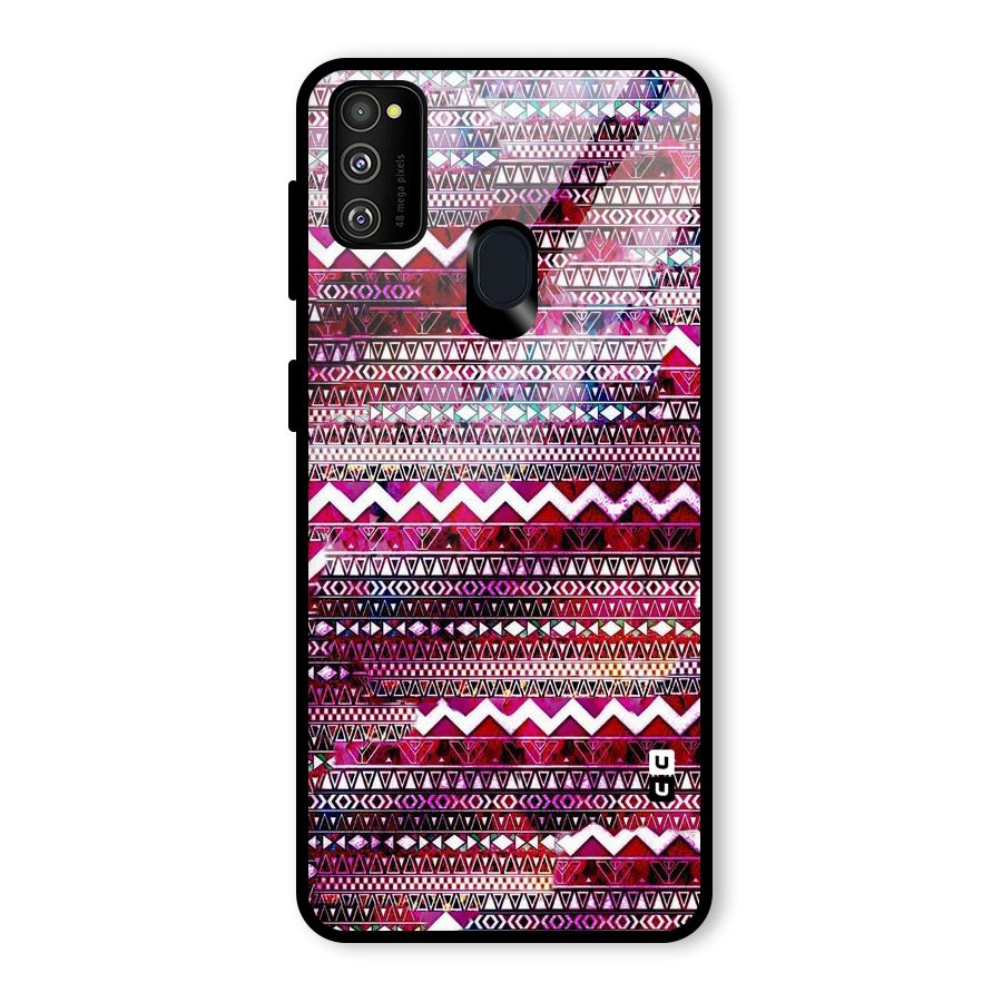 Pink Indie Pattern Glass Back Case for Galaxy M30s