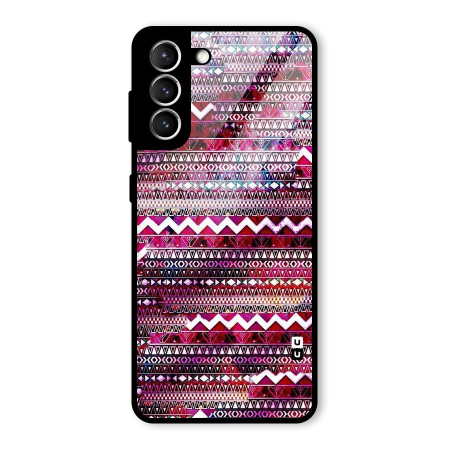 Pink Indie Pattern Glass Back Case for Galaxy S21 5G