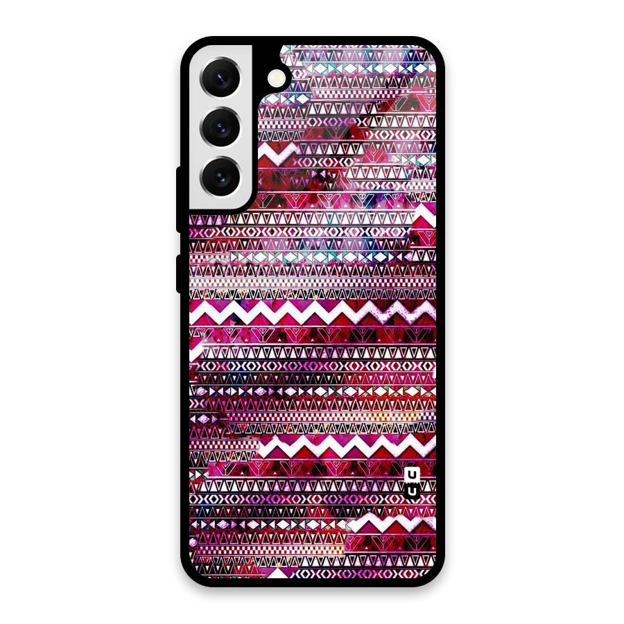 Pink Indie Pattern Glass Back Case for Galaxy S22 Plus 5G