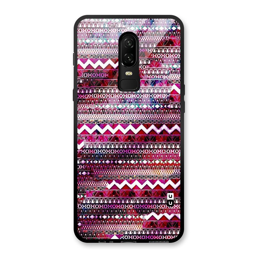 Pink Indie Pattern Glass Back Case for OnePlus 6
