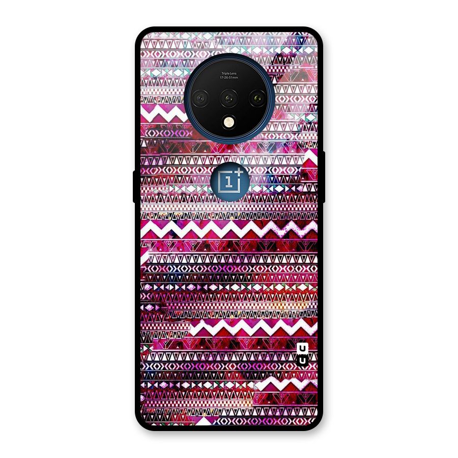 Pink Indie Pattern Glass Back Case for OnePlus 7T