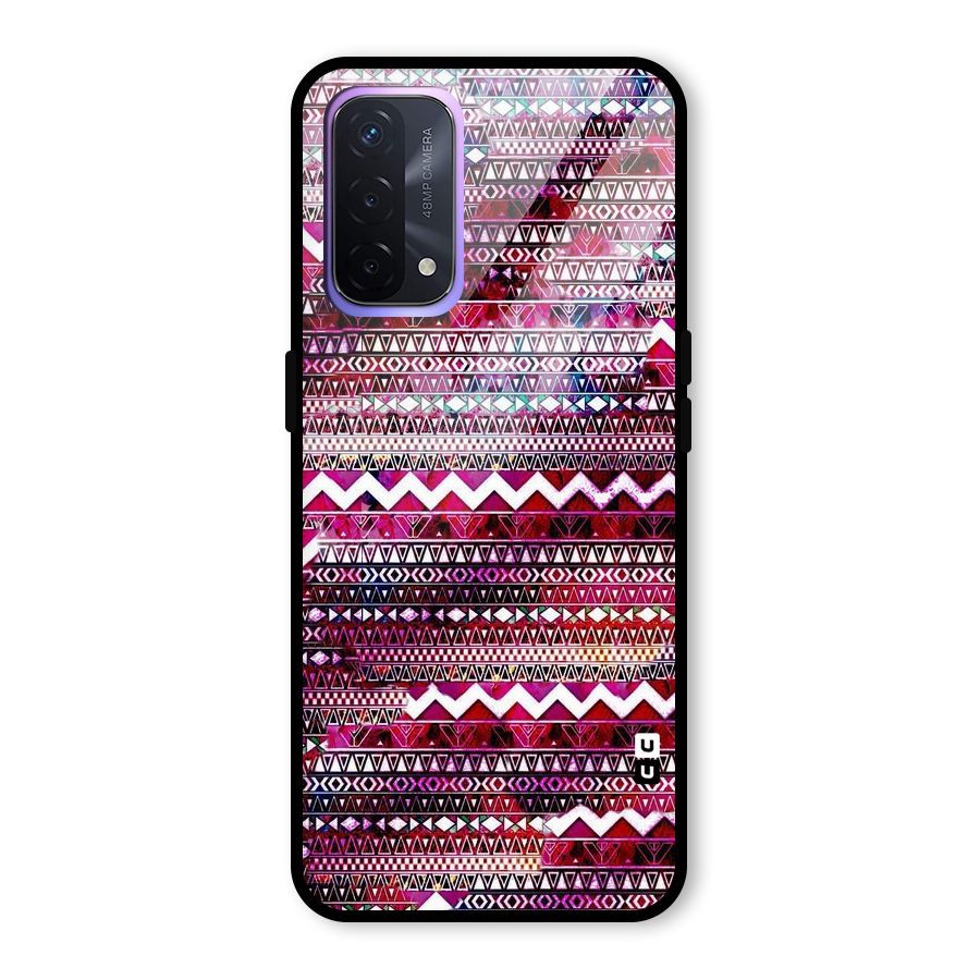 Pink Indie Pattern Glass Back Case for Oppo A74 5G