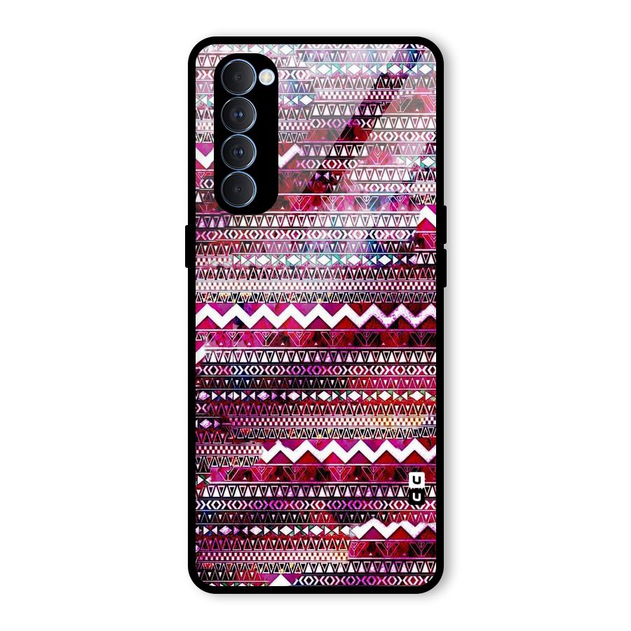 Pink Indie Pattern Glass Back Case for Oppo Reno4 Pro