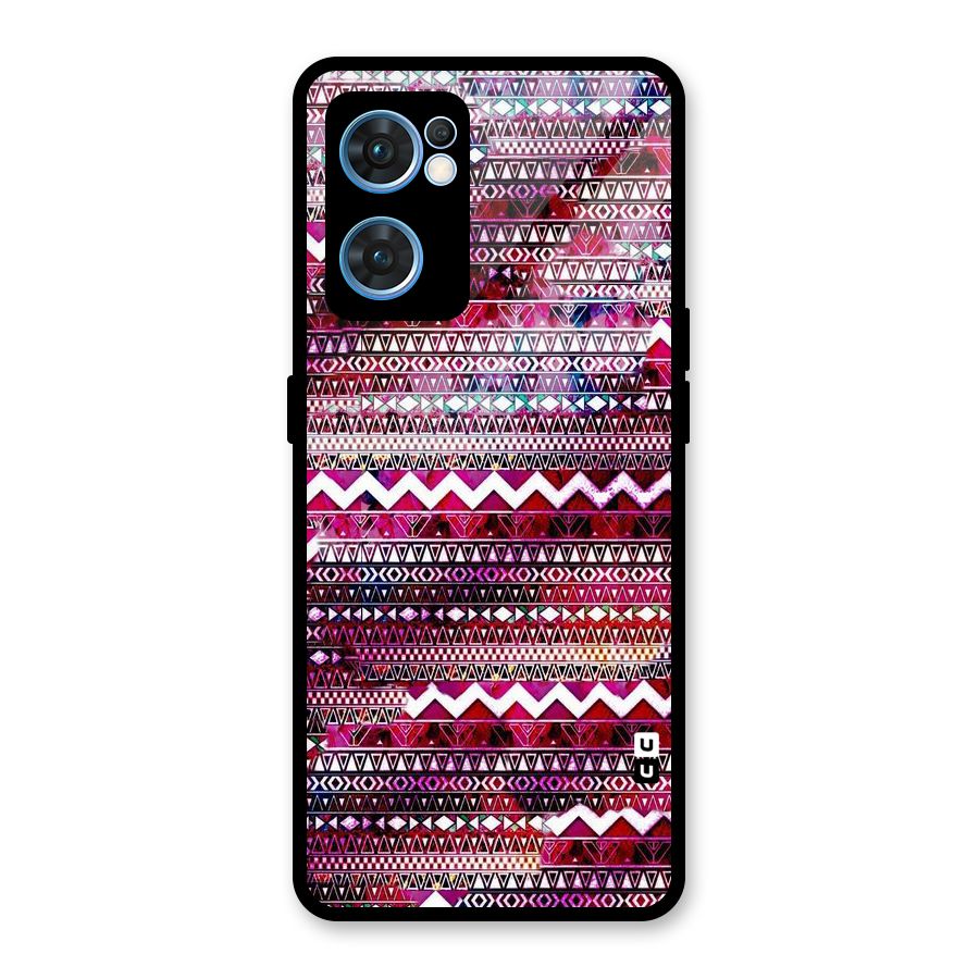 Pink Indie Pattern Glass Back Case for Oppo Reno7 5G