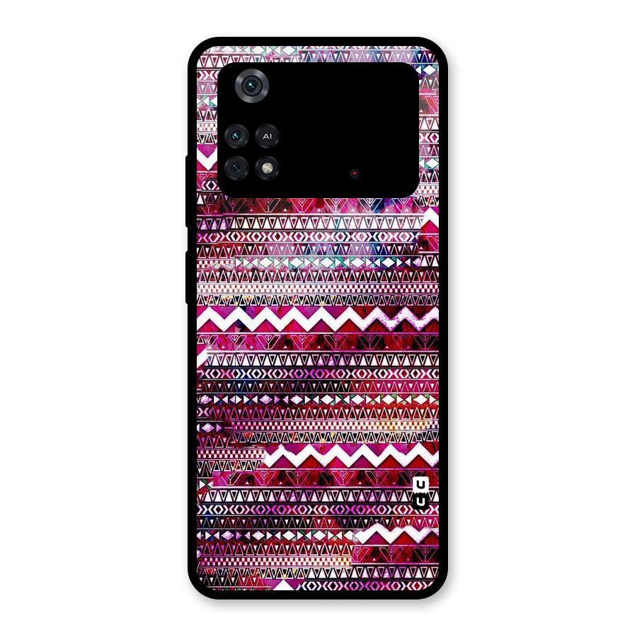Pink Indie Pattern Glass Back Case for Poco M4 Pro 4G