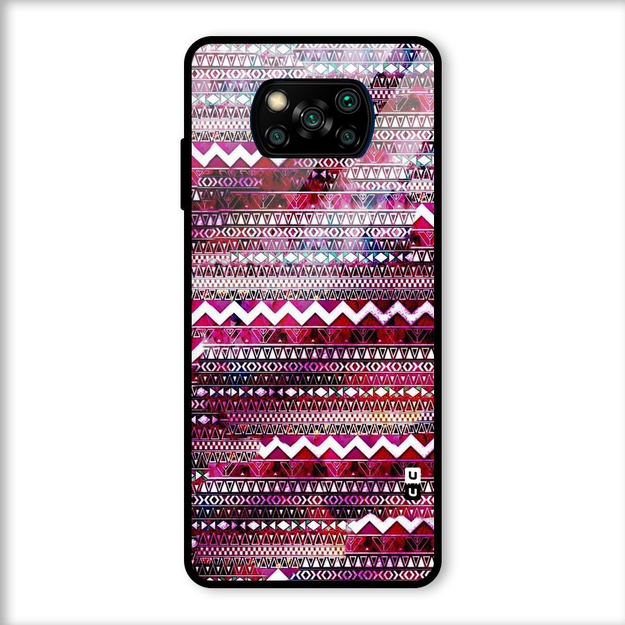 Pink Indie Pattern Glass Back Case for Poco X3