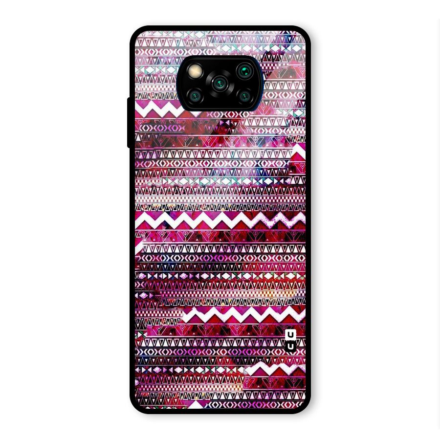 Pink Indie Pattern Glass Back Case for Poco X3 Pro