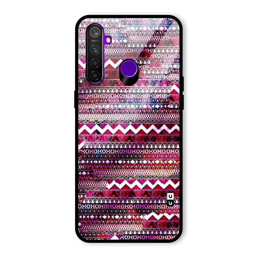 Pink Indie Pattern Glass Back Case for Realme 5 Pro