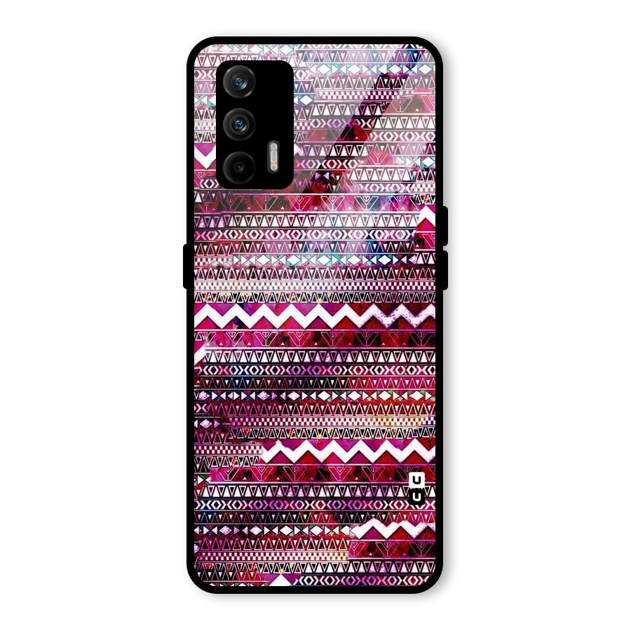 Pink Indie Pattern Glass Back Case for Realme GT 5G