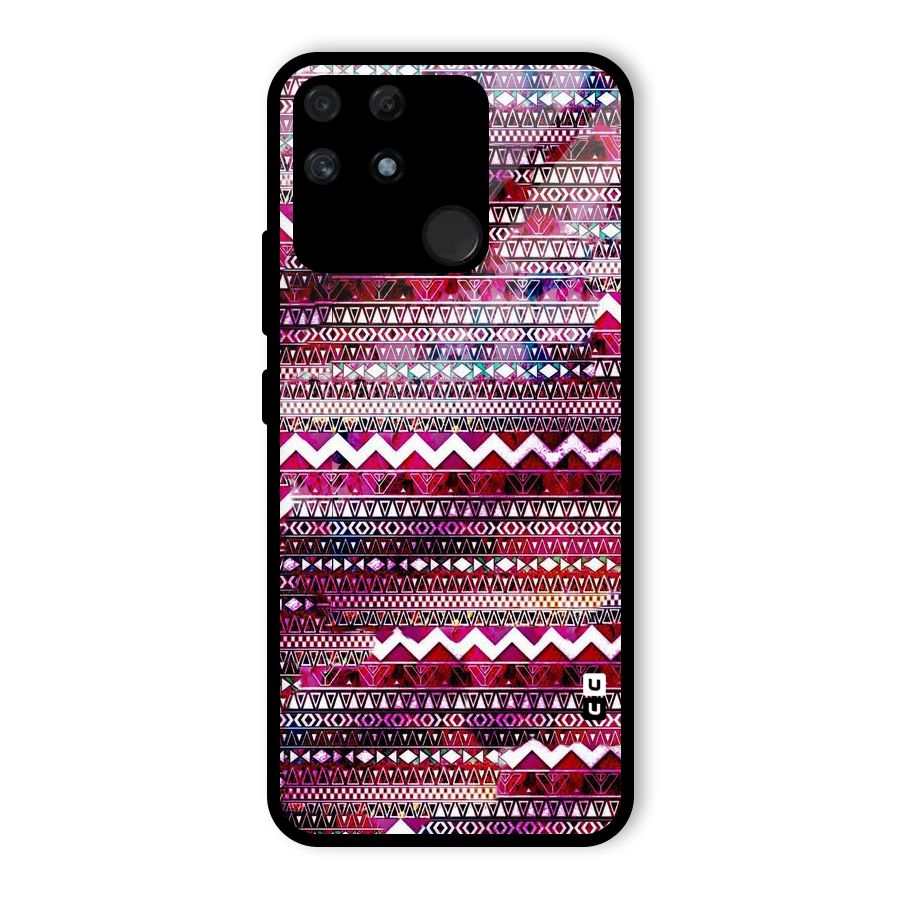Pink Indie Pattern Glass Back Case for Realme Narzo 50A