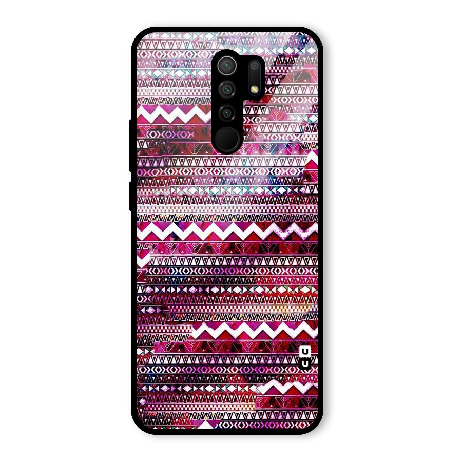 Pink Indie Pattern Glass Back Case for Redmi 9 Prime