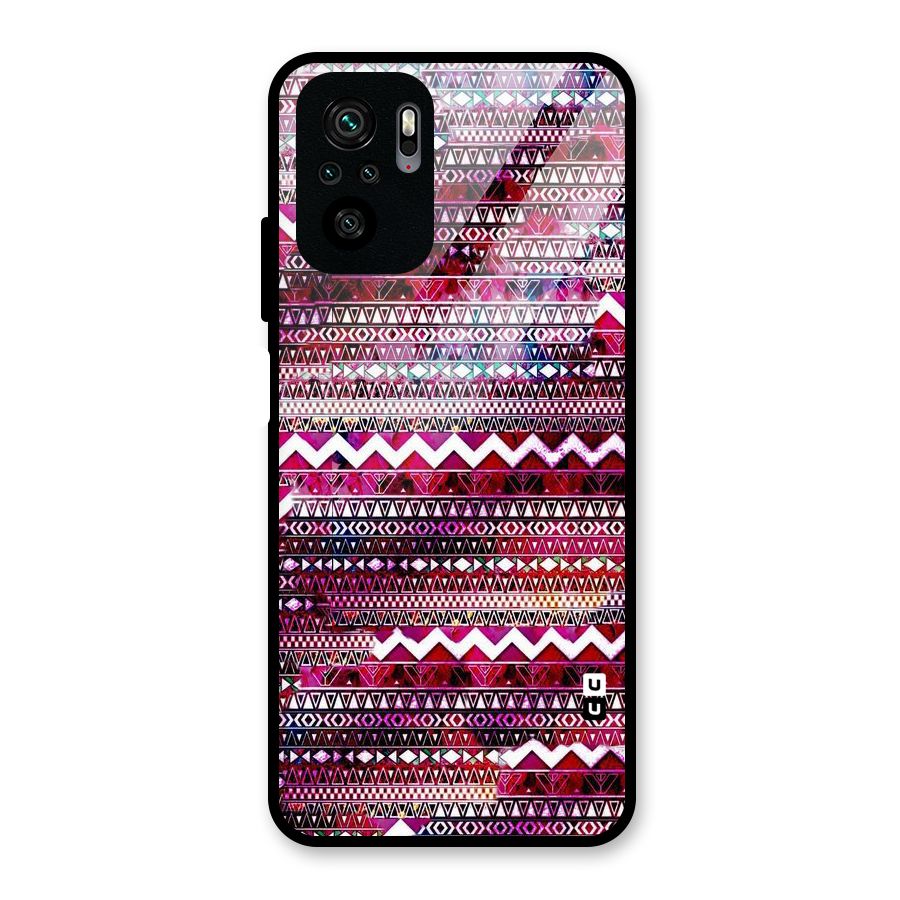 Pink Indie Pattern Glass Back Case for Redmi Note 10S