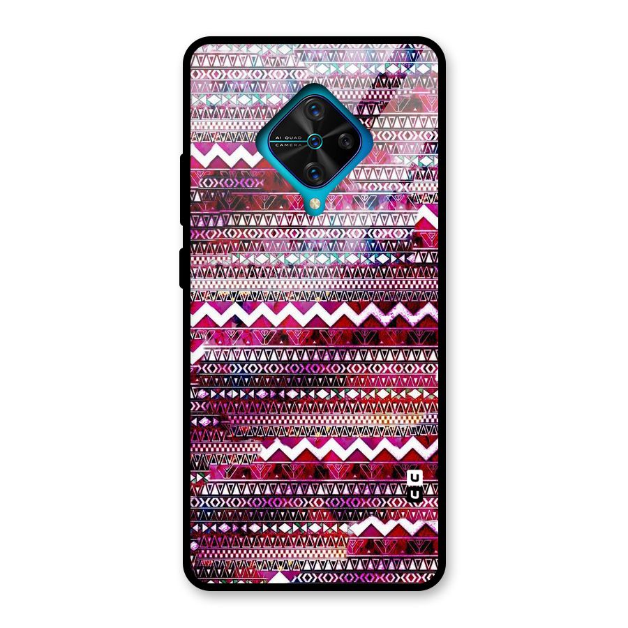 Pink Indie Pattern Glass Back Case for Vivo S1 Pro