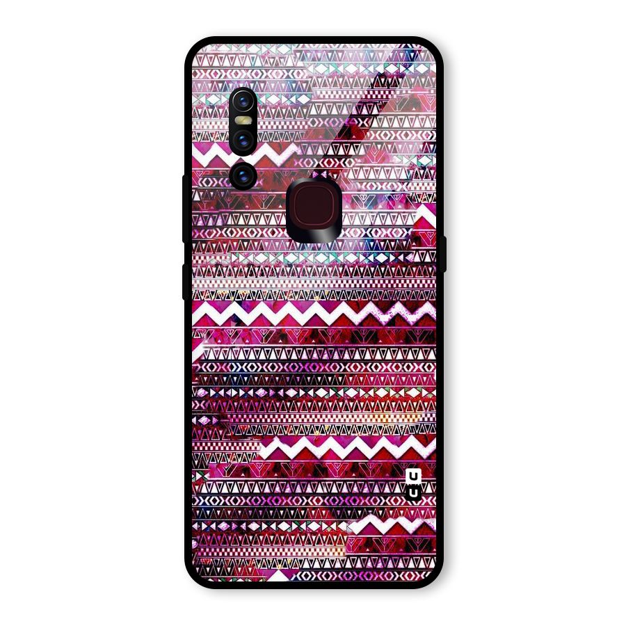 Pink Indie Pattern Glass Back Case for Vivo V15
