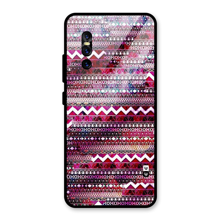 Pink Indie Pattern Glass Back Case for Vivo V15 Pro