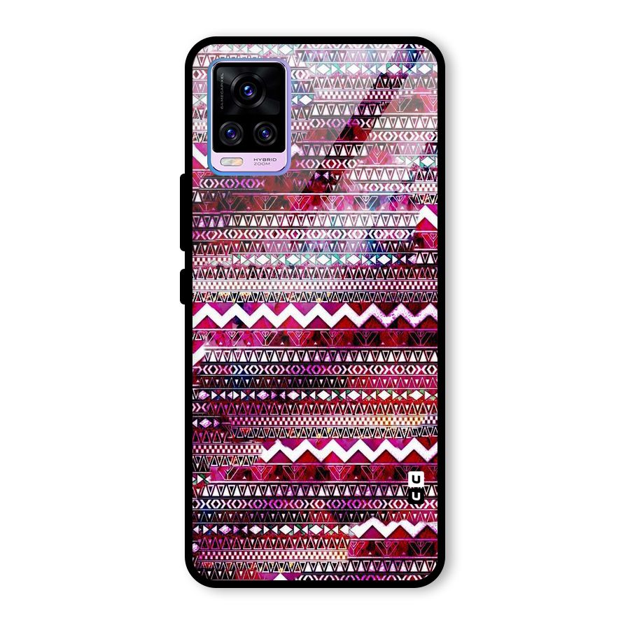 Pink Indie Pattern Glass Back Case for Vivo V20 Pro