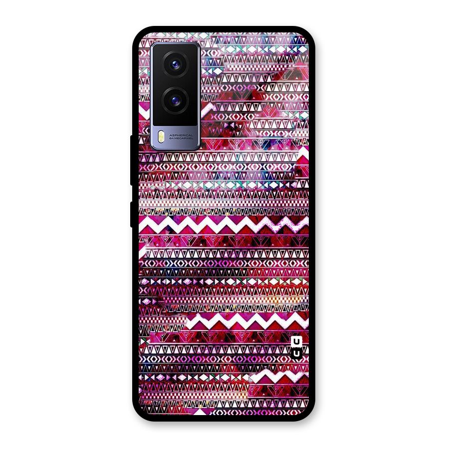 Pink Indie Pattern Glass Back Case for Vivo V21e 5G