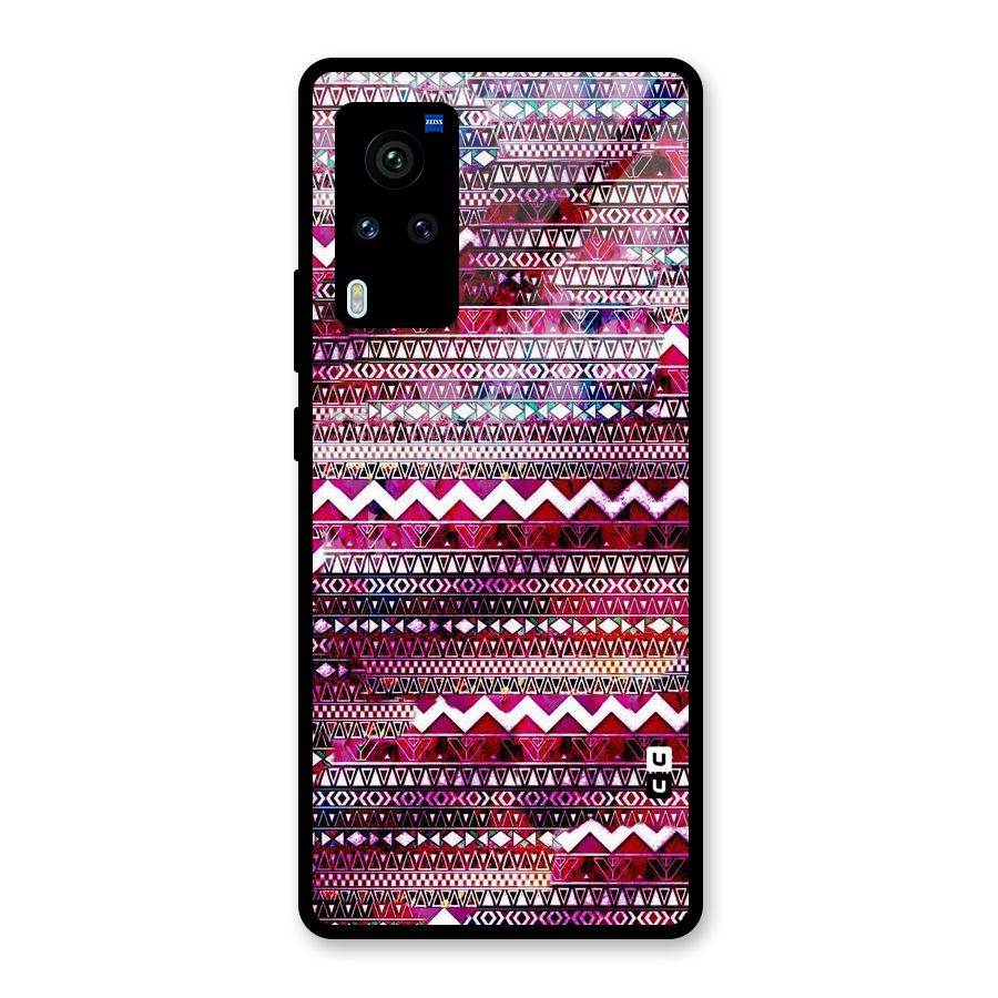 Pink Indie Pattern Glass Back Case for Vivo X60 Pro