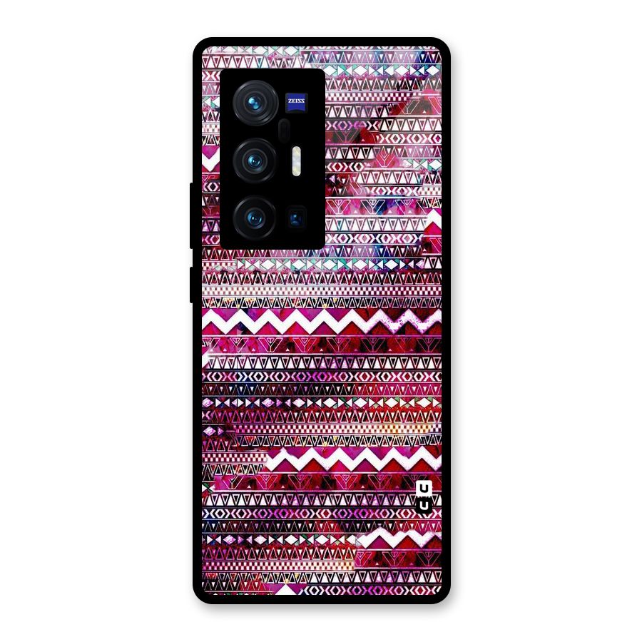 Pink Indie Pattern Glass Back Case for Vivo X70 Pro Plus