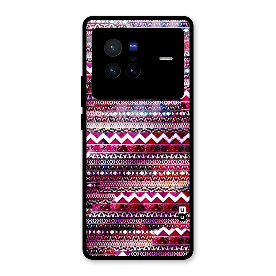 Pink Indie Pattern Glass Back Case for Vivo X80