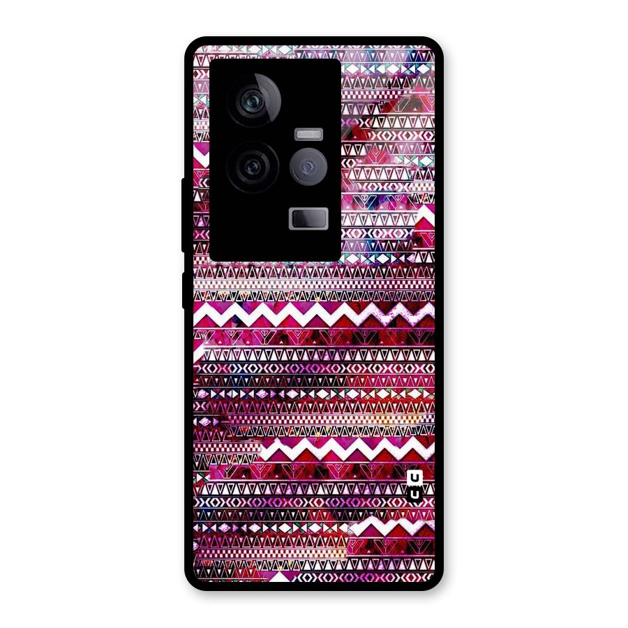 Pink Indie Pattern Glass Back Case for Vivo iQOO 11 5G
