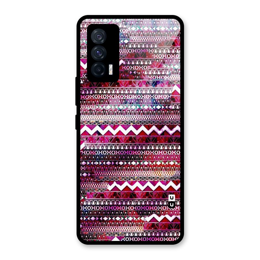 Pink Indie Pattern Glass Back Case for Vivo iQOO 7 5G