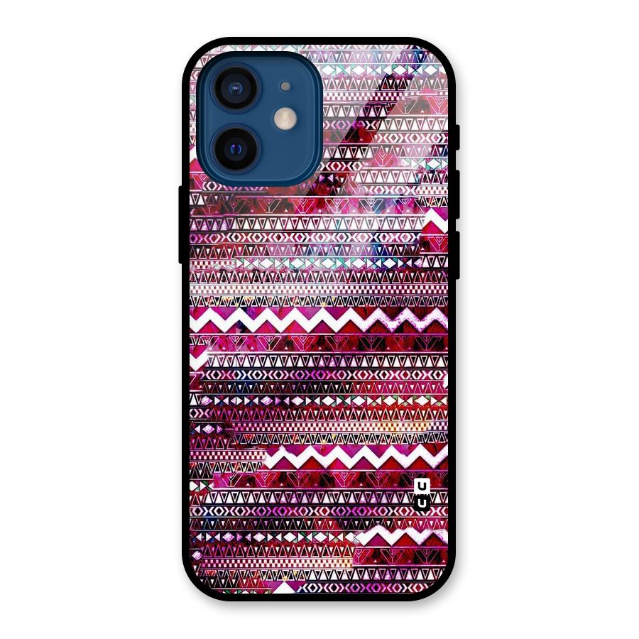 Pink Indie Pattern Glass Back Case for iPhone 12 Mini